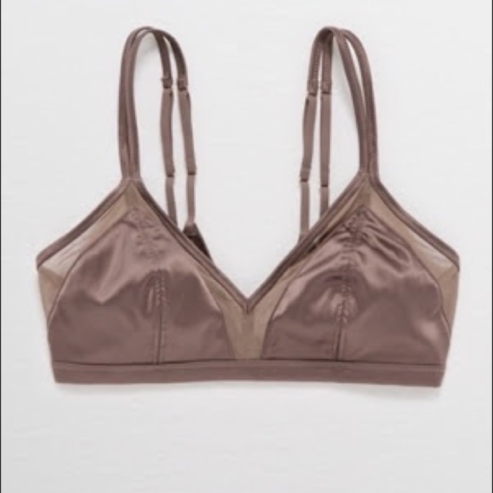 aerie Satin strappy brown bralette